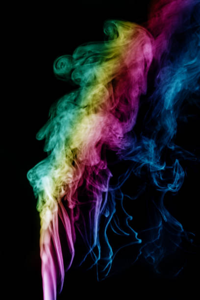 istock Abstract smoke isolated on black background,Rainbow powder 1482856169