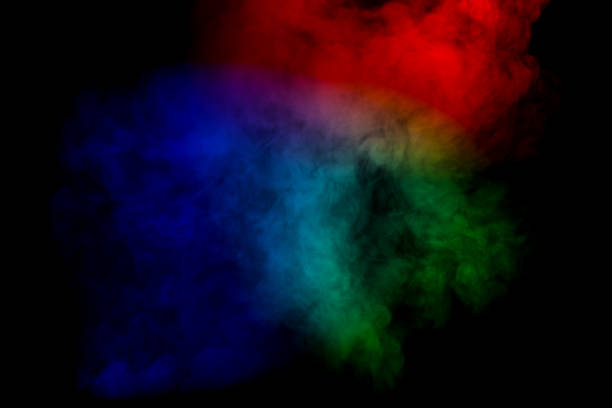 istock Abstract smoke isolated on black background,Rainbow powder 1482856377