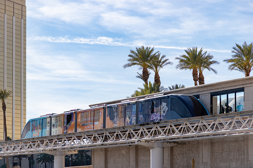 Las Vegas, United States - November 23, 2022: A picture of the Las Vegas Monorail.