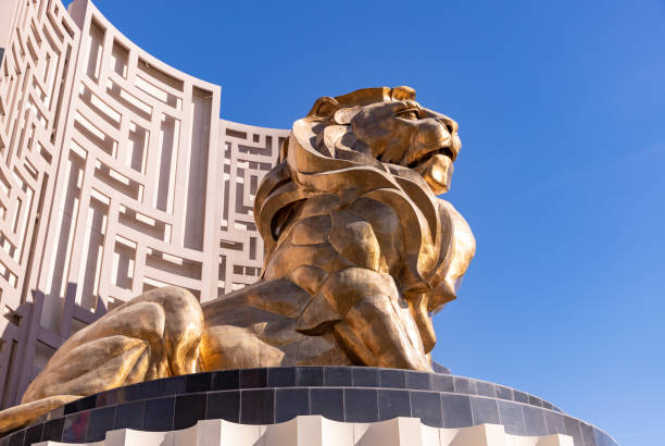 as Vegas - September 28, 2011 - Lion statue at Las Vegas MGM Grand Casino Hotel on the Las Vegas Strip. MGM is the second largest hotel in the world.