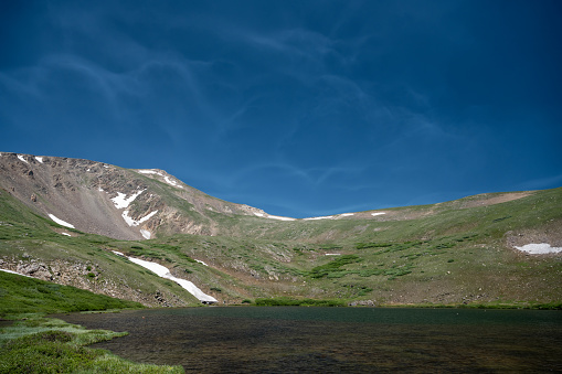 Abstract Clouds On Blue Sky Over Upper Square Lake in Colorado mountains
