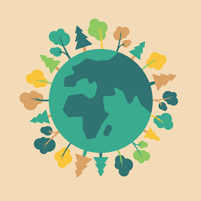 Earth tree conservation planet design element background.