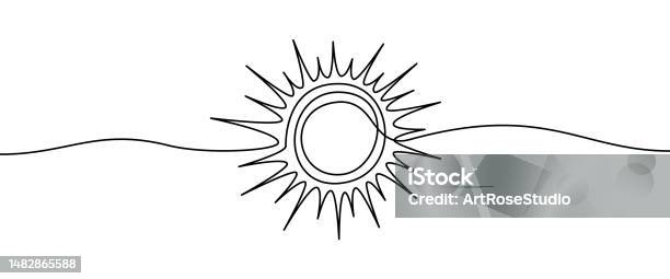 Sun Shape Line Pattern Sun Shape Drawing By Continuos Line Thin Line Design Vector ...
