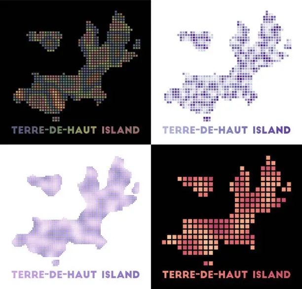Vector illustration of Terre-de-Haut Island map. Collection of map of Terre-de-Haut Island in dotted style. Vector illustration.