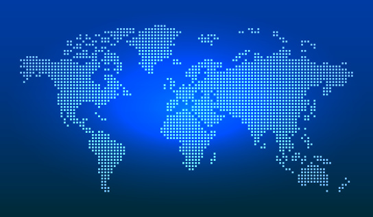 Dark Blue Digital World Map Vector Background