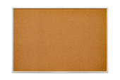 Cork board as a background texture material. Copy space. Isolated on white