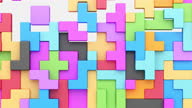 istock Abstract colorful motion blocks background. Puzzle game. 3d illustration to diverse strategies. Brainstorming concept. Animation with  Luma key for your easy video editing. 1482875170