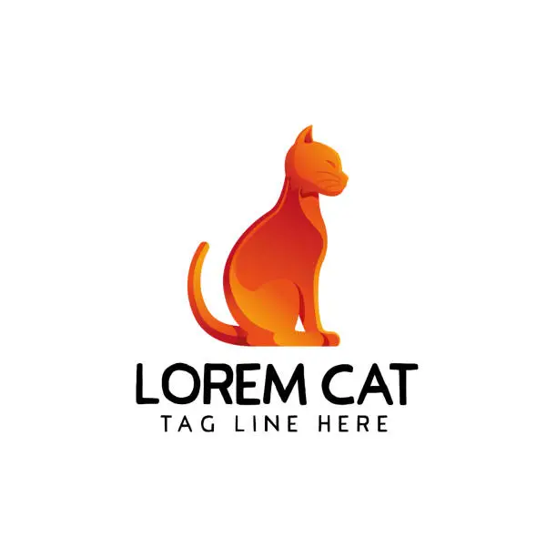 Vector illustration of Modern Creative Symbol Cat Mascot Company Brand Template