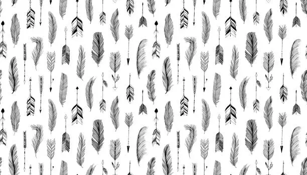 Vector illustration of Tribal arrows seamless pattern.