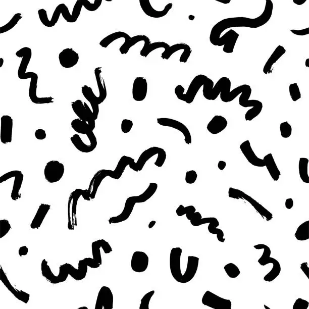 Vector illustration of Messy doodles seamless pattern.