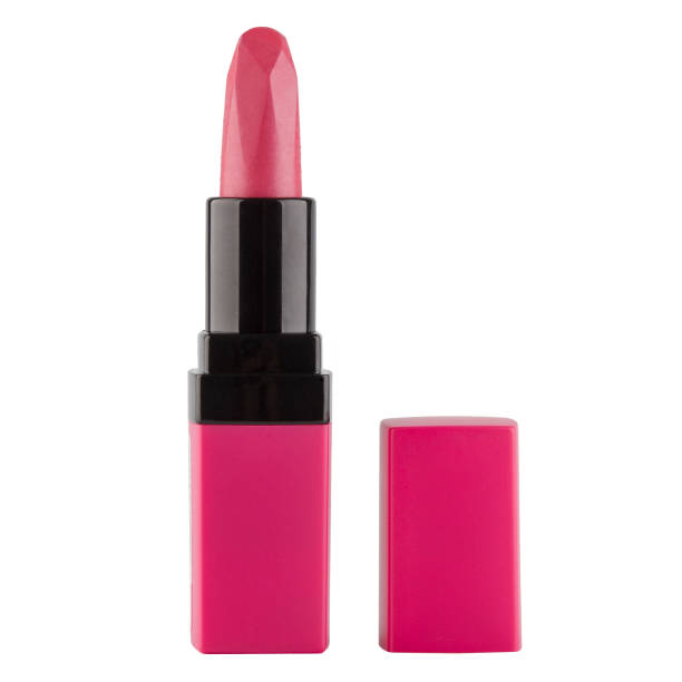 istock Open lipstick in a fashionable bright plastic case on a white background 1482883045