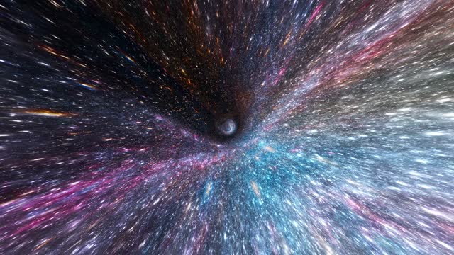 Flying through the wormhole loopable cgi animation