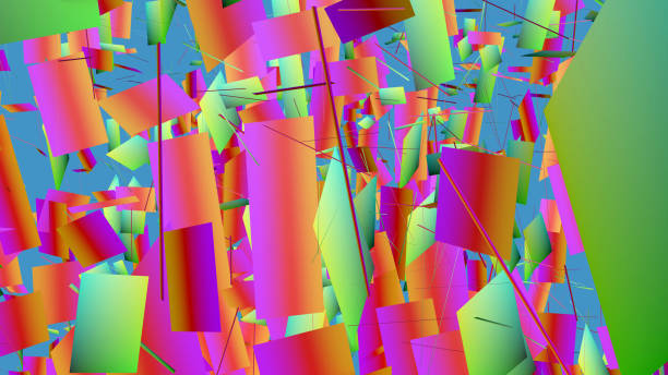 istock Multicolored decorative 3D square. Colorful abstract high saturated background digital 3D illustration 1482889164