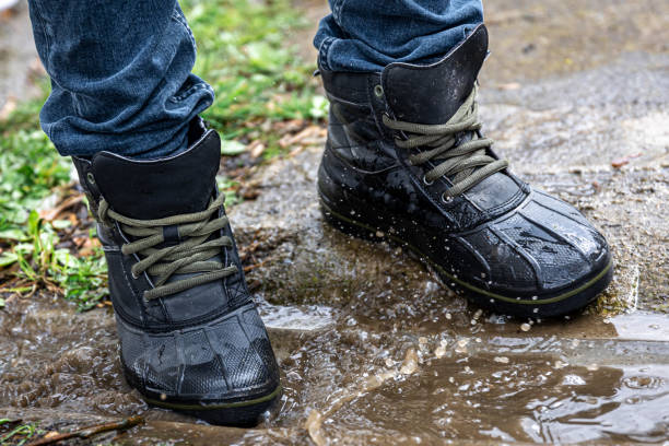 istock Quality waterproof boots for bad weather, close-up. 1482890719