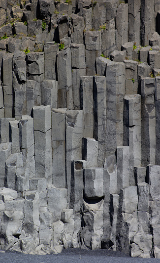 Basalt columns on Reynisfjara Beach. High quality photo.