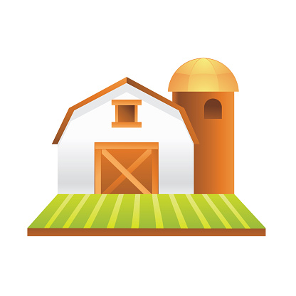 This is a vector illustration of a farm barn silo