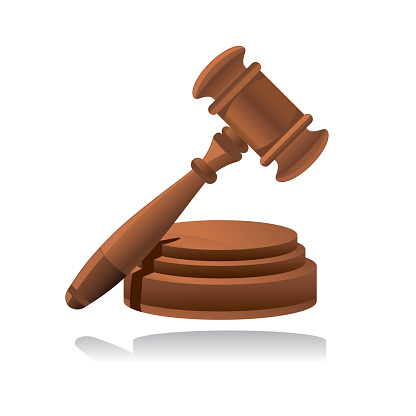 This is a vector illustration of a cut out gavel illustration