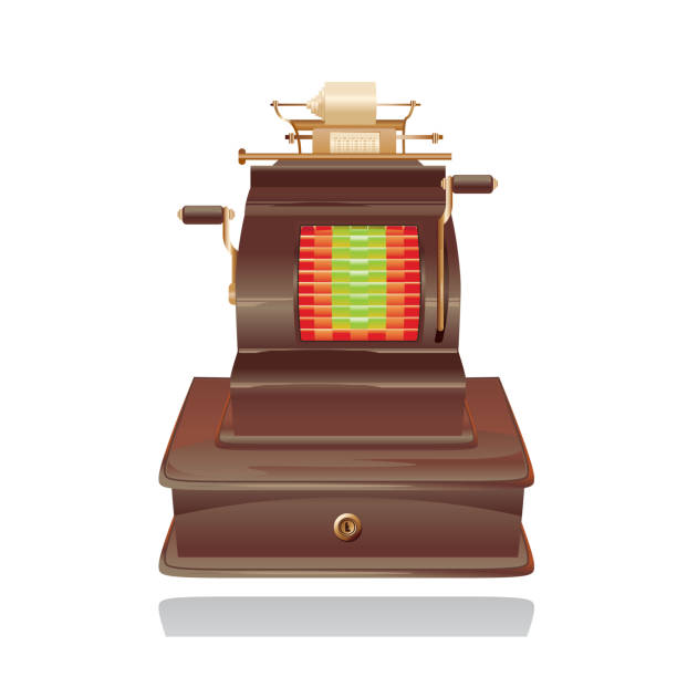 retro cash ilustracja - cashregister stock illustrations