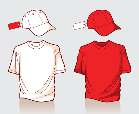 This is a vector illustration of a t-shirt and cap illustration