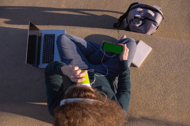 One man living his life and doing his job as a digital nomad who
