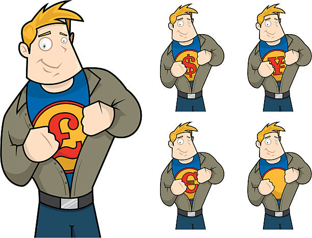 ilustrações, clipart, desenhos animados e ícones de pronto para descontos - superhero currency heroes savings