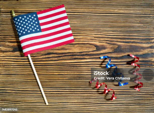 Happy July 4 Is Americas Independence Day National State Patriotic Holiday Us Flag Memorial Day Veterans Day Stock Photo - Download Image Now