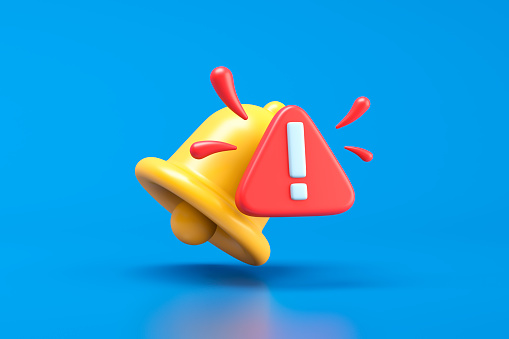 Social media notifications icons on blue background. 3d illustration