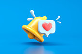 Notification bell and speech bubble with heart icon