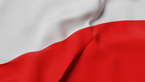 istock Close-up of Fabric Polish National Flag. 3d Render. 1482900875