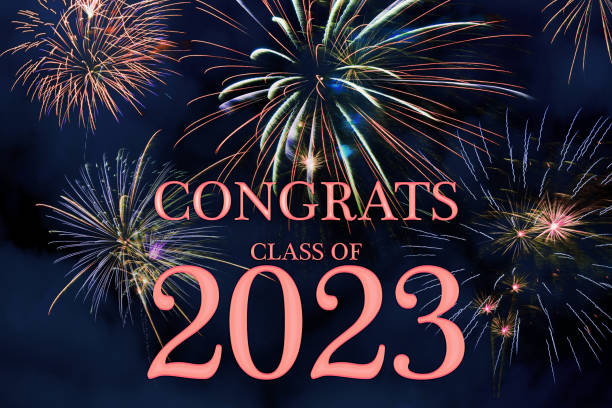 istock CONGRATS CLASS of 2023 lettering with beautiful fireworks 1482904425