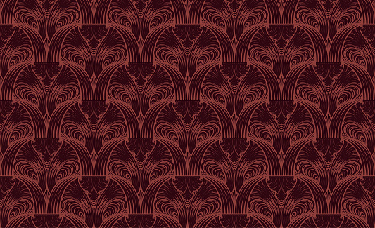 Ornate seamless red floral motif vector pattern wallpaper vector illustration background