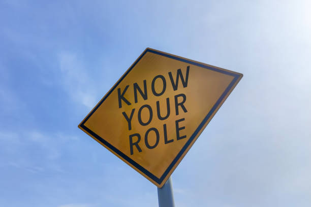 istock Road sign with phrase Know Your Role against sky, space. 1482906487