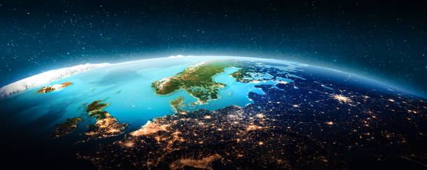 istock Scandinavian Europe at night 1482906527