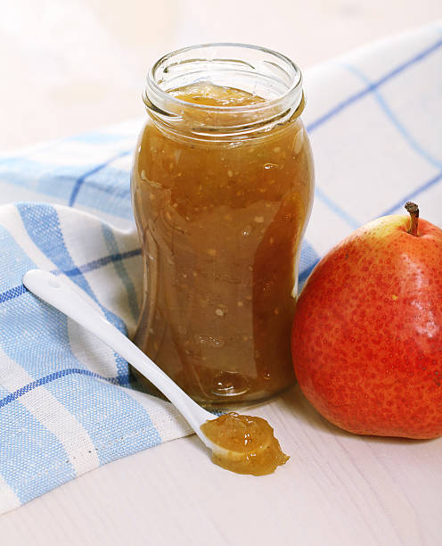 istock Pear jam on the wooden table 148290899