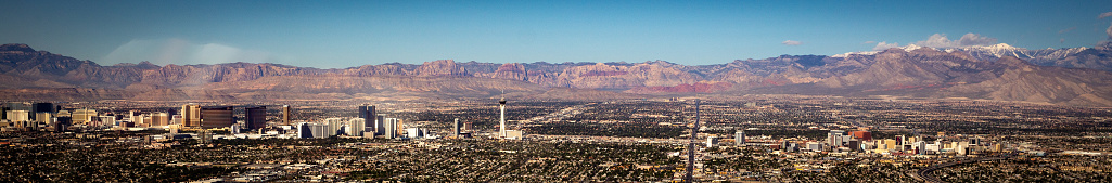 Panoramic View of Las Vegas shot from a Helicopter