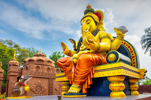 Giant statue of Ganesha at Maha Devalaya Hindu Temple in Bang Kachao, Bangkok, Thailand.