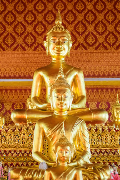 Buddha statues in Wat Phra Phiren, a small Buddhist temple in Bangkok, Thailand