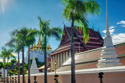 The main wihan and the Golden Mount at Wat Saket in Bangkok, Thailand.