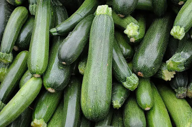 stall of  zucchini on the market