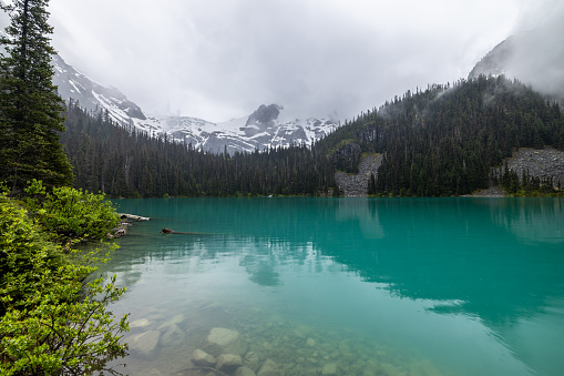 Joffre Lakes in Joffre Lakes Provincial Park, British Columbia, Canada during summer.