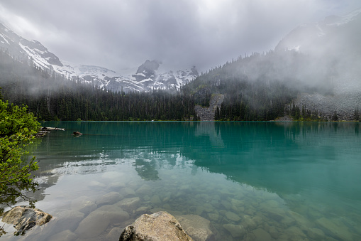 Joffre Lakes in Joffre Lakes Provincial Park, British Columbia, Canada during summer.