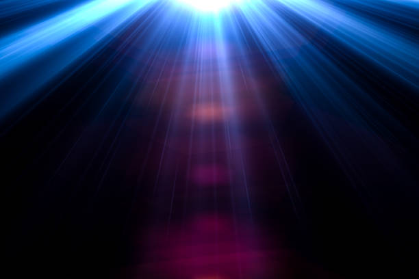 Digital sun rays light rendering isolated on the black background for overlay design or screen blending photo editing