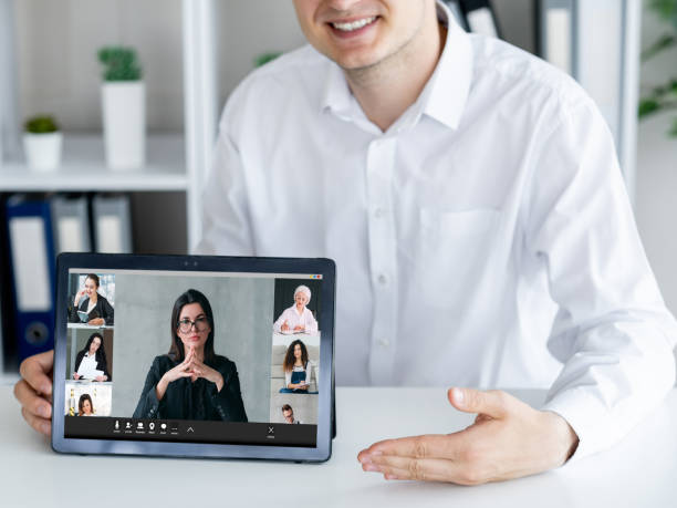 istock video meeting online briefing business team tablet 1482945020
