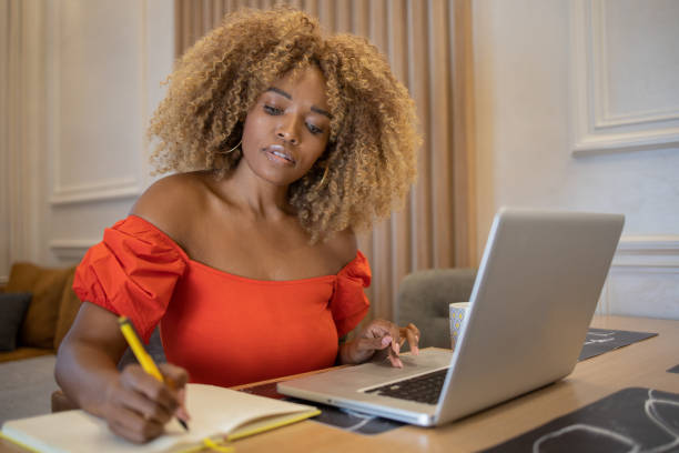 istock Young woman working from home 1482947242