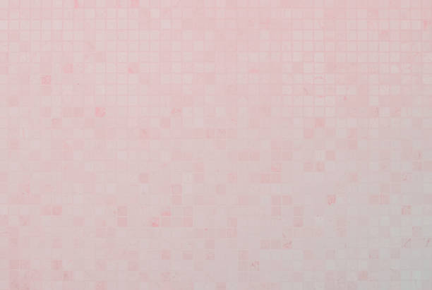 istock Pink tile wall chequered background bathroom floor texture. Ceramic wall and floor tiles mosaic background in bathroom and kitchen clean. Pool design pattern geometric with grid wallpaper decoration. 1482947365