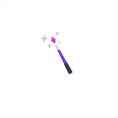 Magic wand tool icon 3D render icon isolated white background.