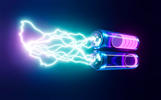 Indicator flashes, lightning-bolt batteries being fast-charged