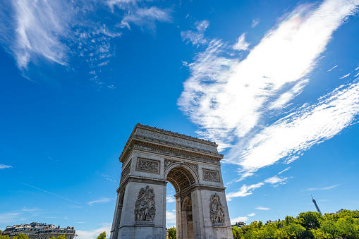 Paris Arc de Triomphe (Triumphal Arch) in Chaps Elysees.