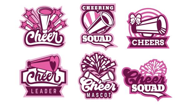 zestaw szablonów projektu logo cheerleaderki - cheerleader stock illustrations