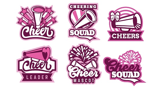 Set of cheerleader logo design template bundle